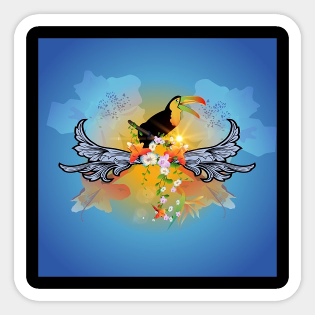 Funny toucan with flowers Sticker by Nicky2342